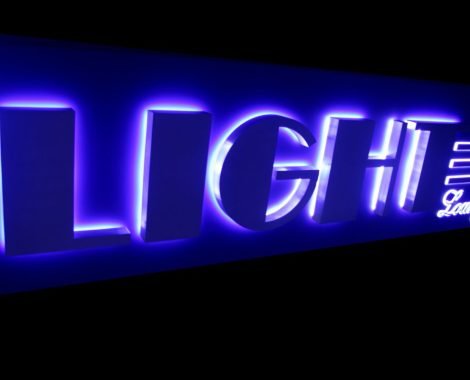3D Satin Stainless Steel letters with Blue LED Glow